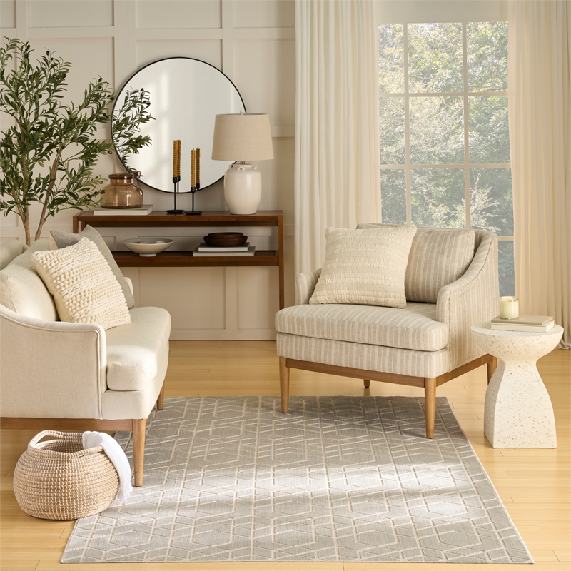 Nourison Home Washable Charm 6' x 9' Silver Ivory Area Rug
