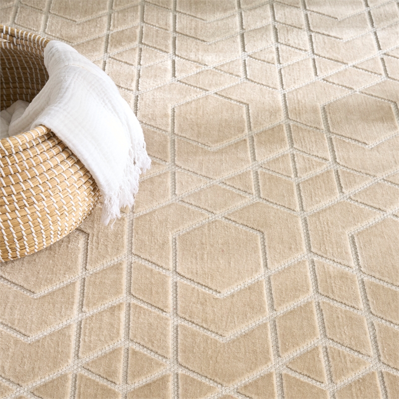 Nourison Home Washable Charm 6' x 9' Polyester Beige Ivory Area Rug