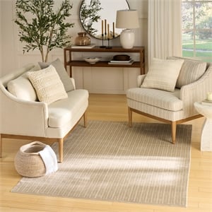Nourison Home Washable Charm 6' x 9' Polyester Beige Ivory Area Rug
