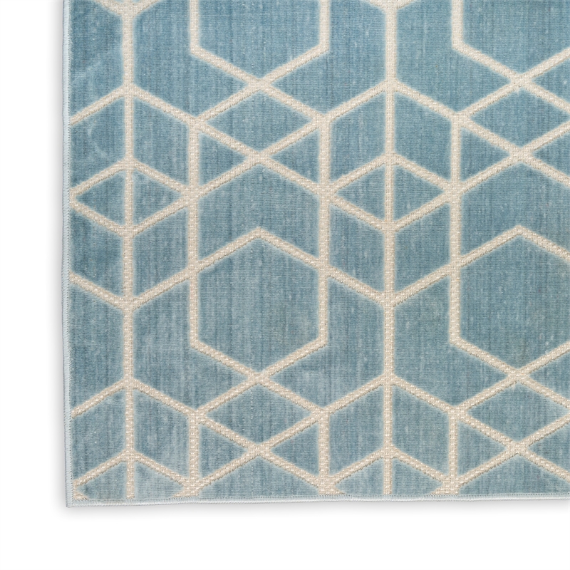 Nourison Home Washable Charm 6' x 9' Polyester Blue Ivory Area Rug
