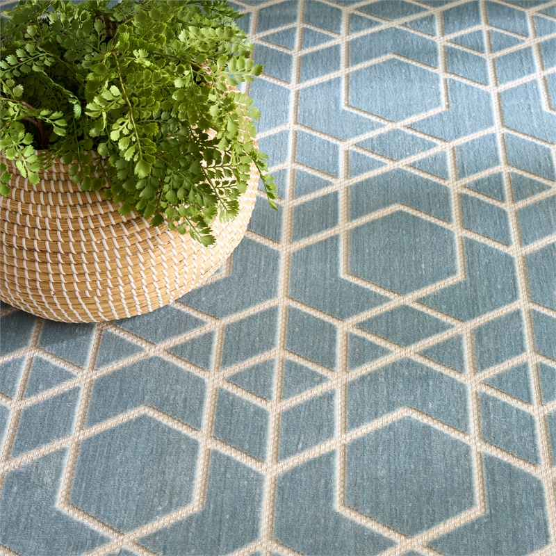 Nourison Home Washable Charm 6' x 9' Polyester Blue Ivory Area Rug