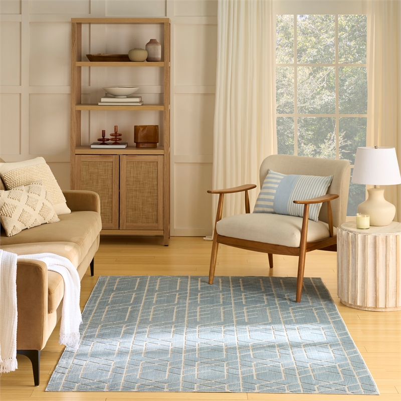 Nourison Home Washable Charm 6' x 9' Polyester Blue Ivory Area Rug
