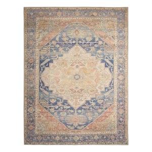 Nourison Home Vintage Washables 10' x 13' Polyester Blue Coral Area Rug