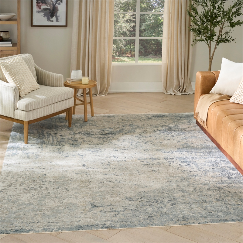 Nourison Home Enriched 9' x 13' PolyesterBlue Silver Area Rug