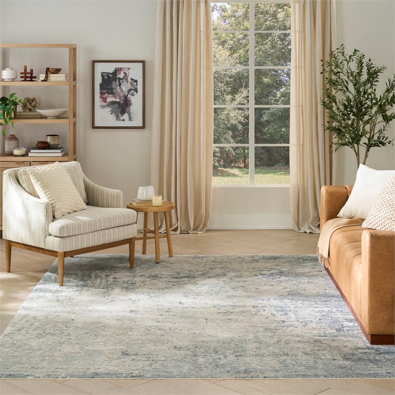 Nourison Home Enriched 9' x 13' PolyesterBlue Silver Area Rug