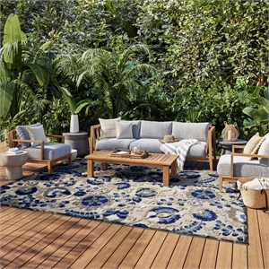 Nourison Home Aloha 9' x 12' Fabric Natural Blue Area Rug