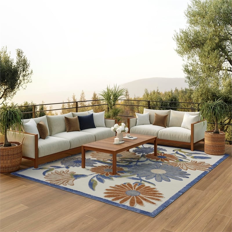 Nourison Home Aloha 9' x 12' Fabric Beige Multicolor Area Rug