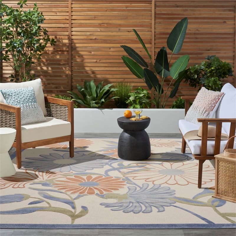 Nourison Home Aloha 9' x 12' Fabric Beige Multicolor Area Rug