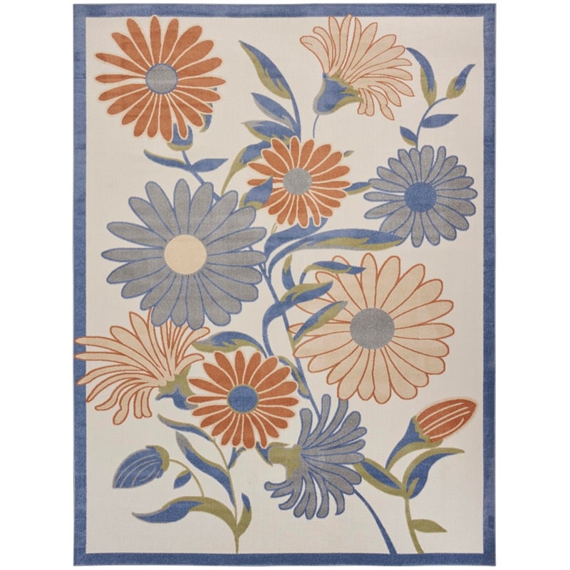 Nourison Home Aloha 9' x 12' Fabric Beige Multicolor Area Rug