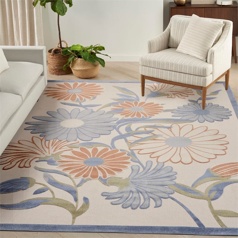 Nourison Home Aloha 9' x 12' Fabric Beige Multicolor Area Rug