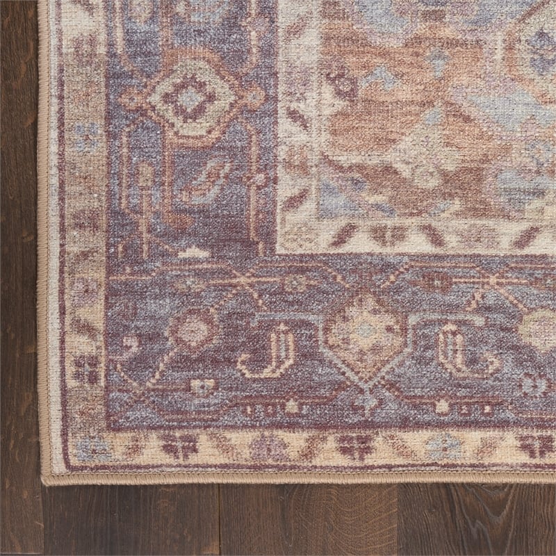 Nourison Home Vintage Washables 10' x 13' Polyester Ivory Purple Area Rug