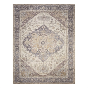 Nourison Home Vintage Washables 10' x 13' Polyester Ivory Purple Area Rug