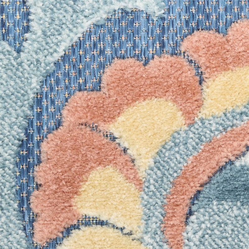 Nourison Home Aloha 4' x 6' Fabric Blue Rose Area Rug