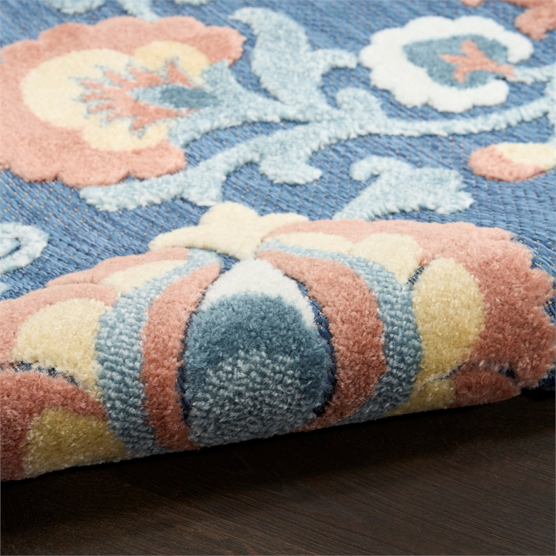 Nourison Home Aloha 4' x 6' Fabric Blue Rose Area Rug