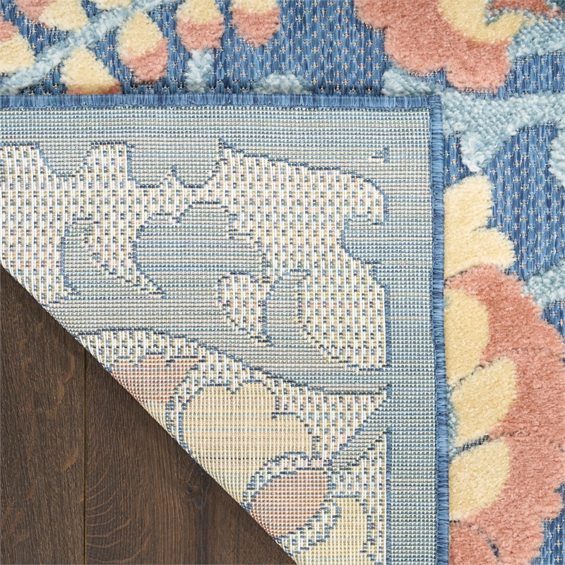 Nourison Home Aloha 4' x 6' Fabric Blue Rose Area Rug