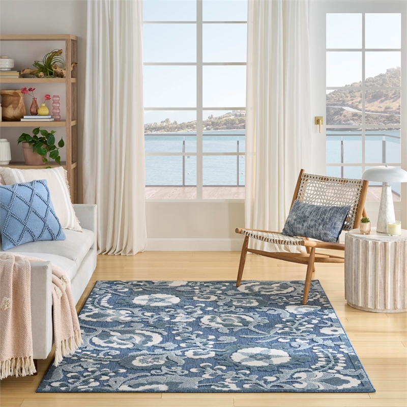 Nourison Home Aloha 4' x 6' Fabric Blue  Area Rug