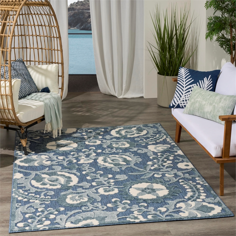 Nourison Home Aloha 4' x 6' Fabric Blue  Area Rug