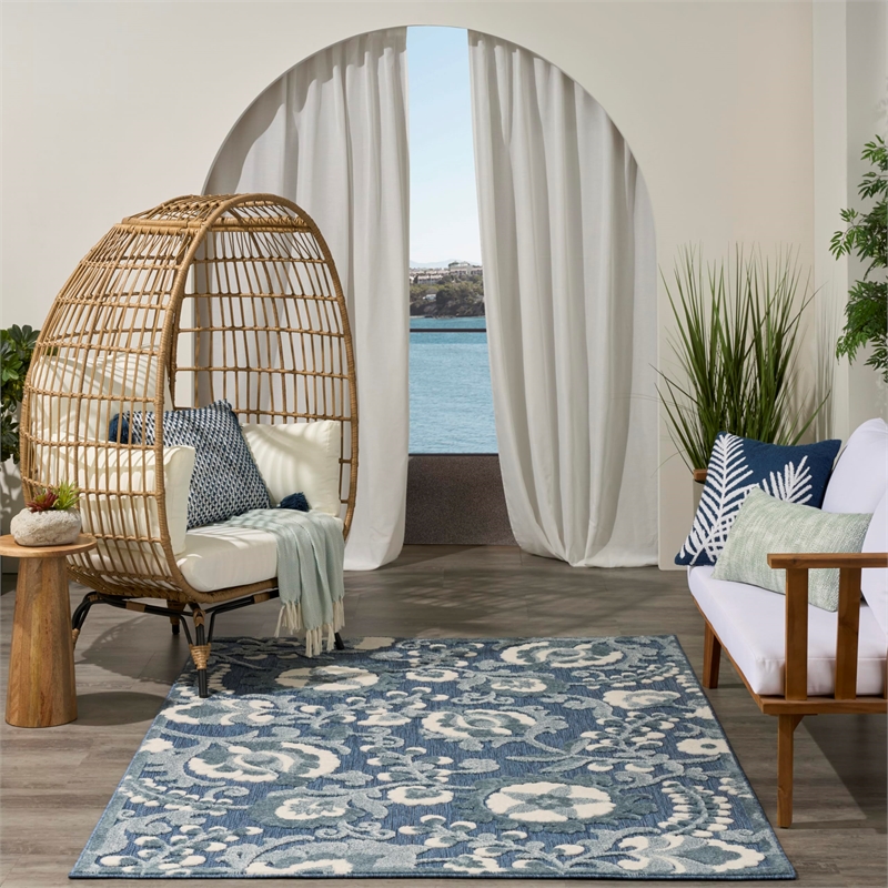 Nourison Home Aloha 4' x 6' Fabric Blue  Area Rug