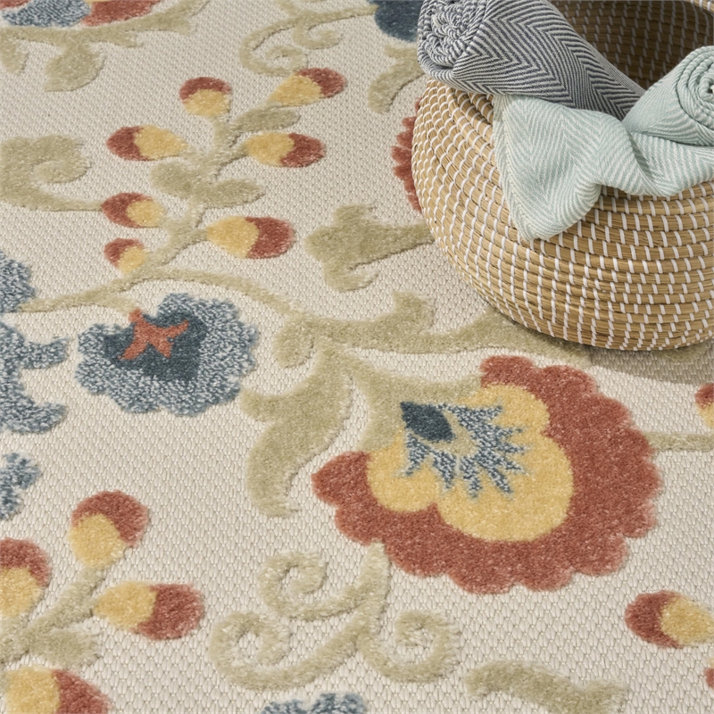 Nourison Home Aloha 8' x 11' Fabric Grey Multicolor Area Rug