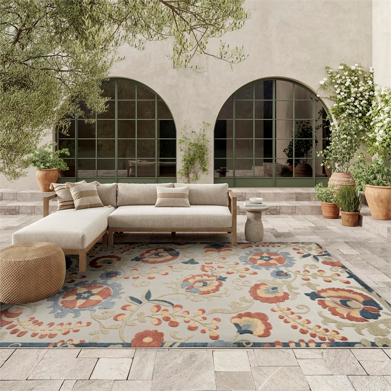 Nourison Home Aloha 8' x 11' Fabric Grey Multicolor Area Rug