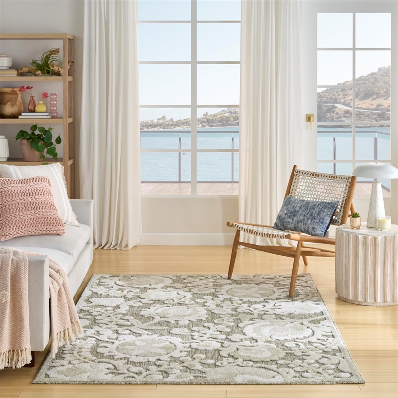 Nourison Home Aloha 4' x 6' Fabric Ivory Sage Area Rug
