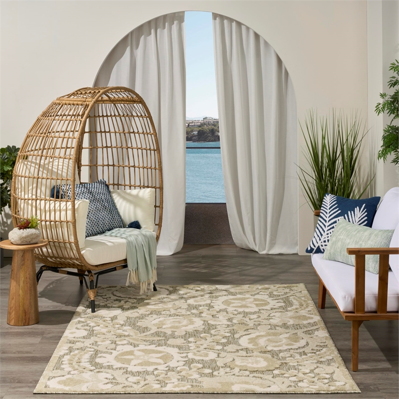 Nourison Home Aloha 4' x 6' Fabric Ivory Sage Area Rug