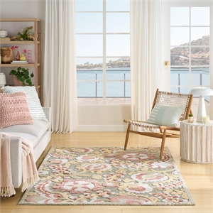 Nourison Home Aloha 4' x 6' Fabric Sage Rose Area Rug