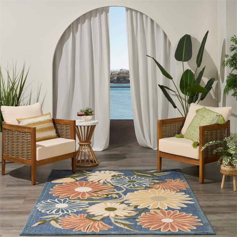 Nourison Home Aloha 4' x 6' Fabric Blue Sage Area Rug