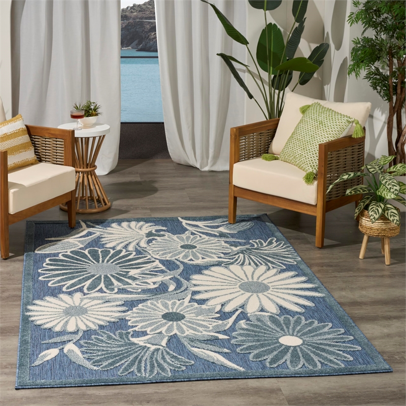 Nourison Home Aloha 5' x 8' Fabric Blue Area Rug