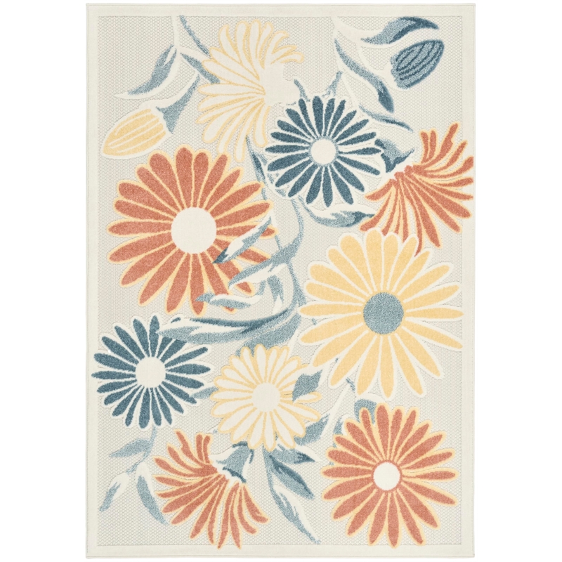 Nourison Home Aloha 4' x 6' Fabric Ivory Rose Area Rug