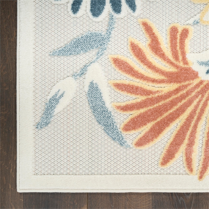 Nourison Home Aloha 4' x 6' Fabric Ivory Rose Area Rug