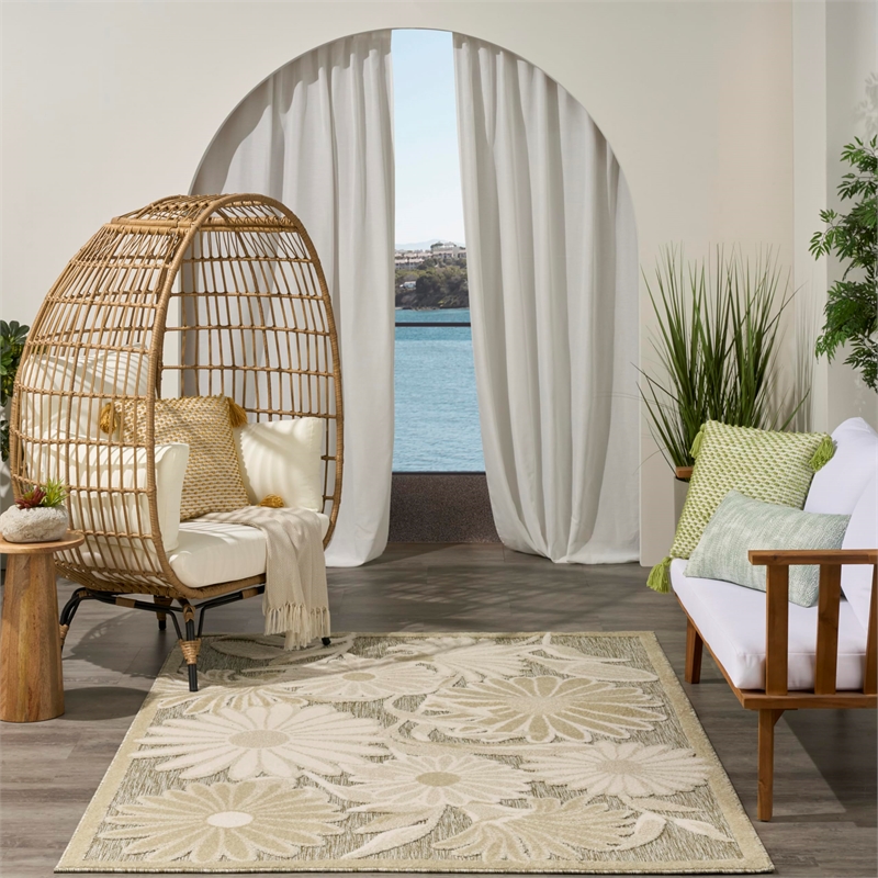Nourison Home Aloha 4' x 6' FabricIvory Sage Area Rug