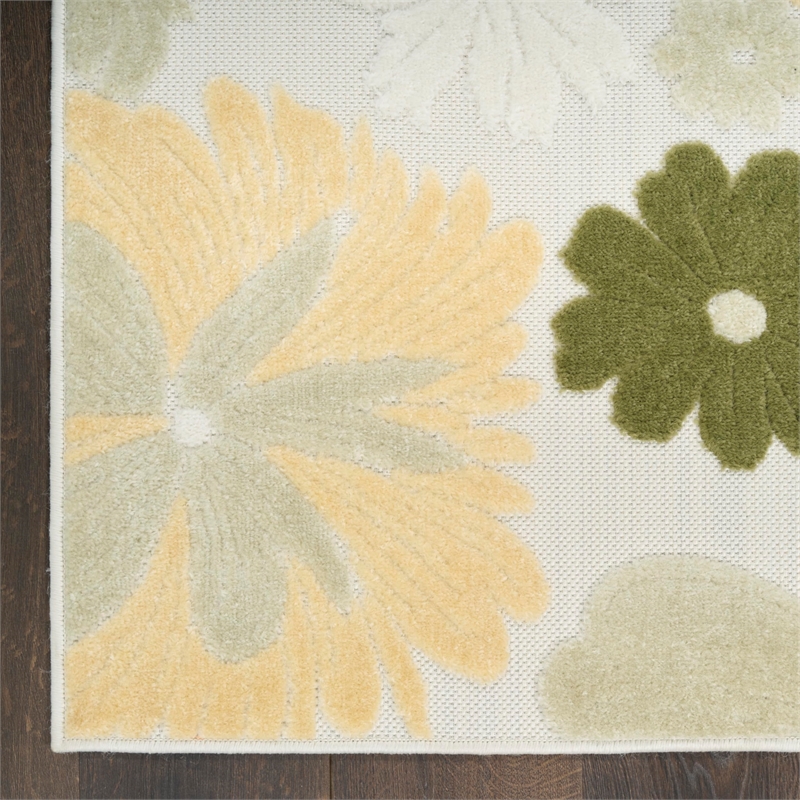 Nourison Home Aloha 4' x 6' Fabric Ivory Green Area Rug