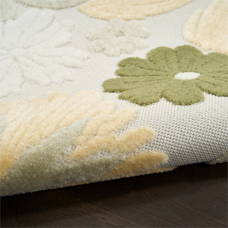 Nourison Home Aloha 4' x 6' Fabric Ivory Green Area Rug