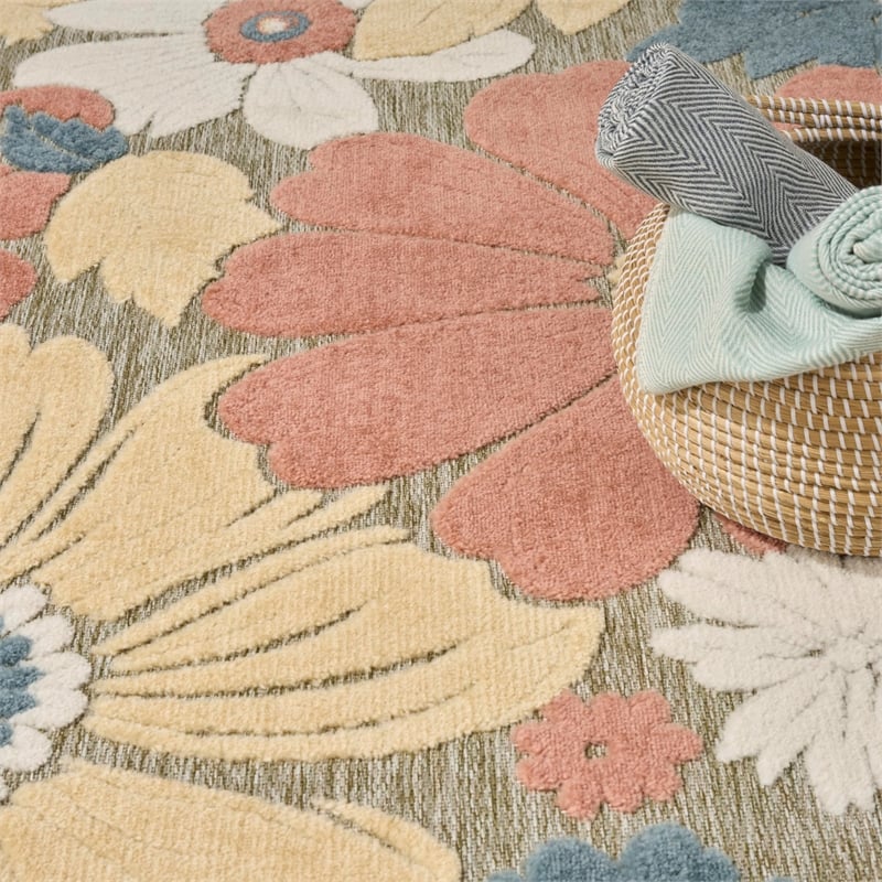 Nourison Home Aloha 4' x 6' Fabric Rose Area Rug