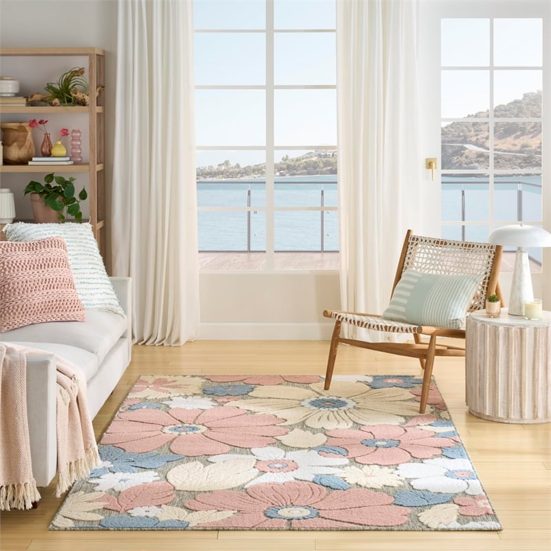 Nourison Home Aloha 4' x 6' Fabric Rose Area Rug