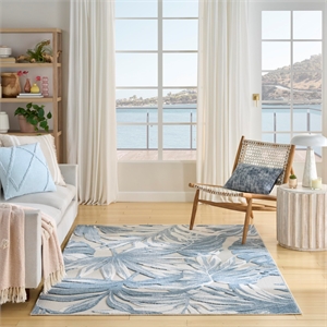 Nourison Home Aloha 4' x 6' Fabric Ivory Blue Area Rug