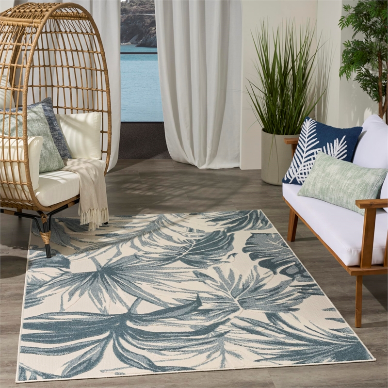 Nourison Home Aloha 4' x 6' Fabric Ivory Blue Area Rug