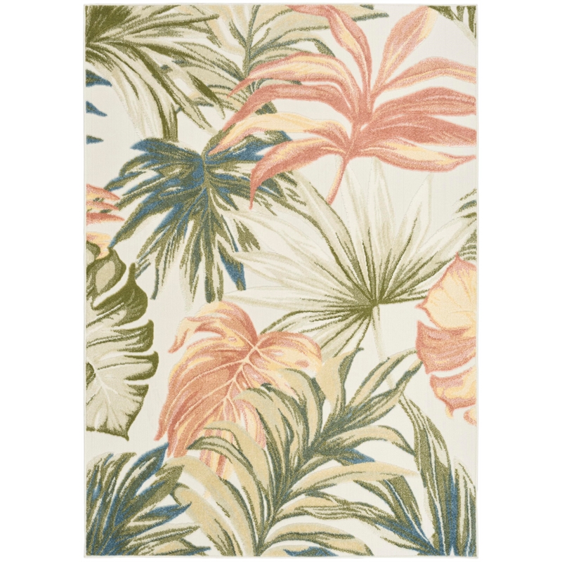 Nourison Home Aloha 4' x 6' Fabric Ivory Green Area Rug