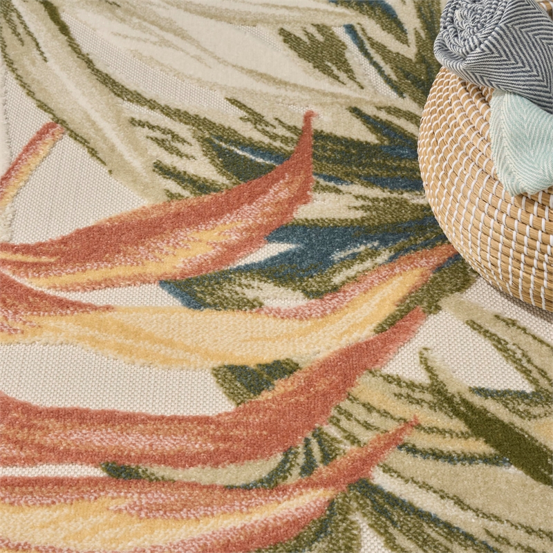 Nourison Home Aloha 4' x 6' Fabric Ivory Green Area Rug