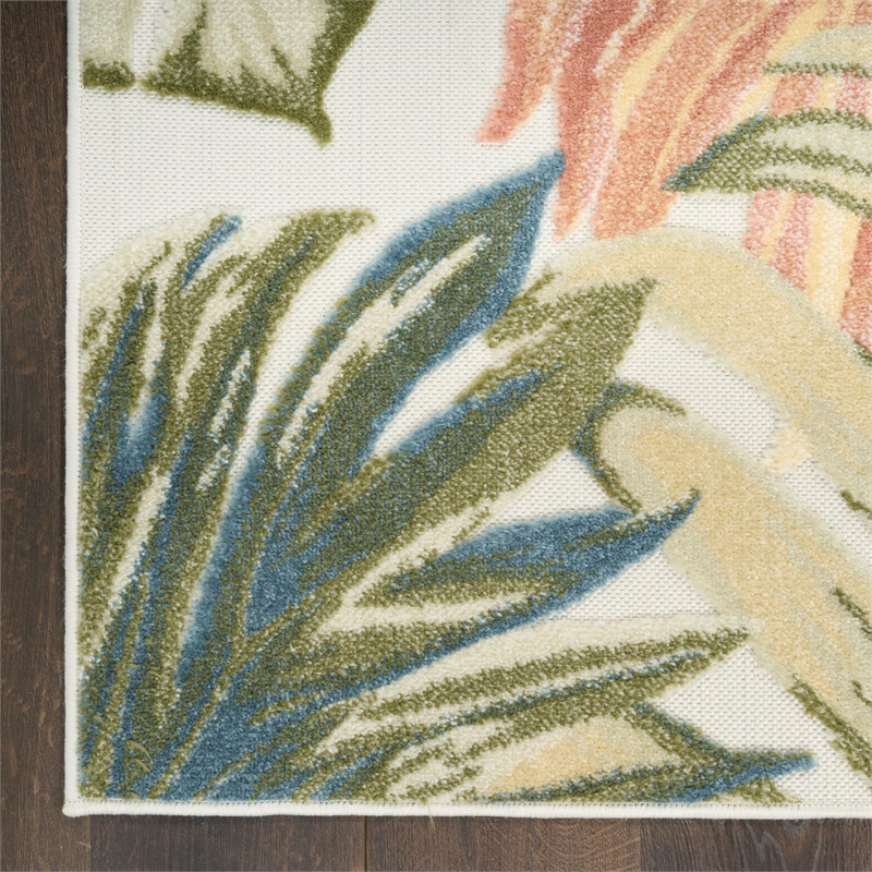 Nourison Home Aloha 4' x 6' Fabric Ivory Green Area Rug