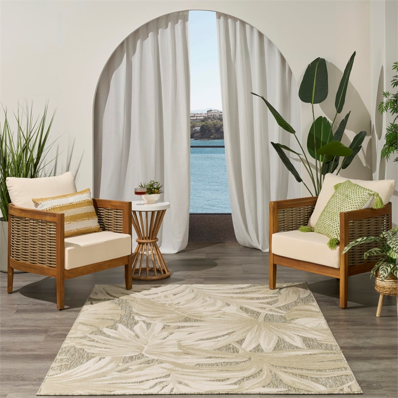 Nourison Home Aloha 4' x 6' Fabric Ivory Sage Area Rug
