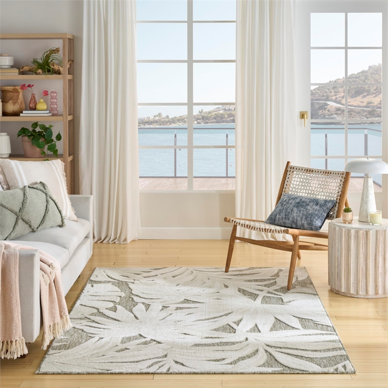 Nourison Home Aloha 4' x 6' Fabric Ivory Sage Area Rug