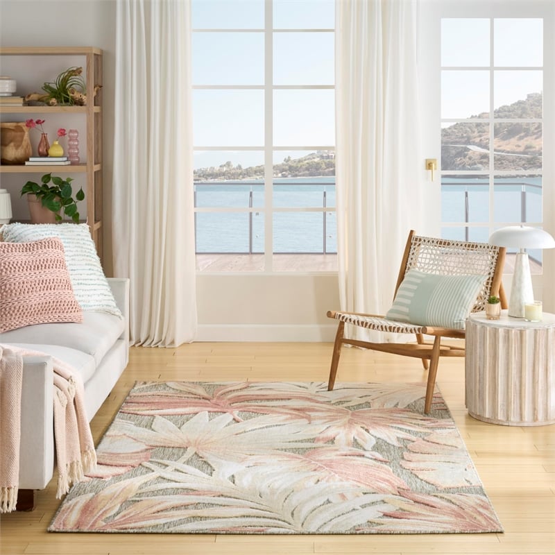 Nourison Home Aloha 4' x 6' Fabric Sage Rose Area Rug