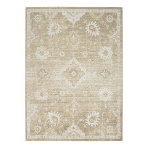 Nourison Home Astra Machine Washable 7' x 9' Polyester Ivory Gold Area Rug