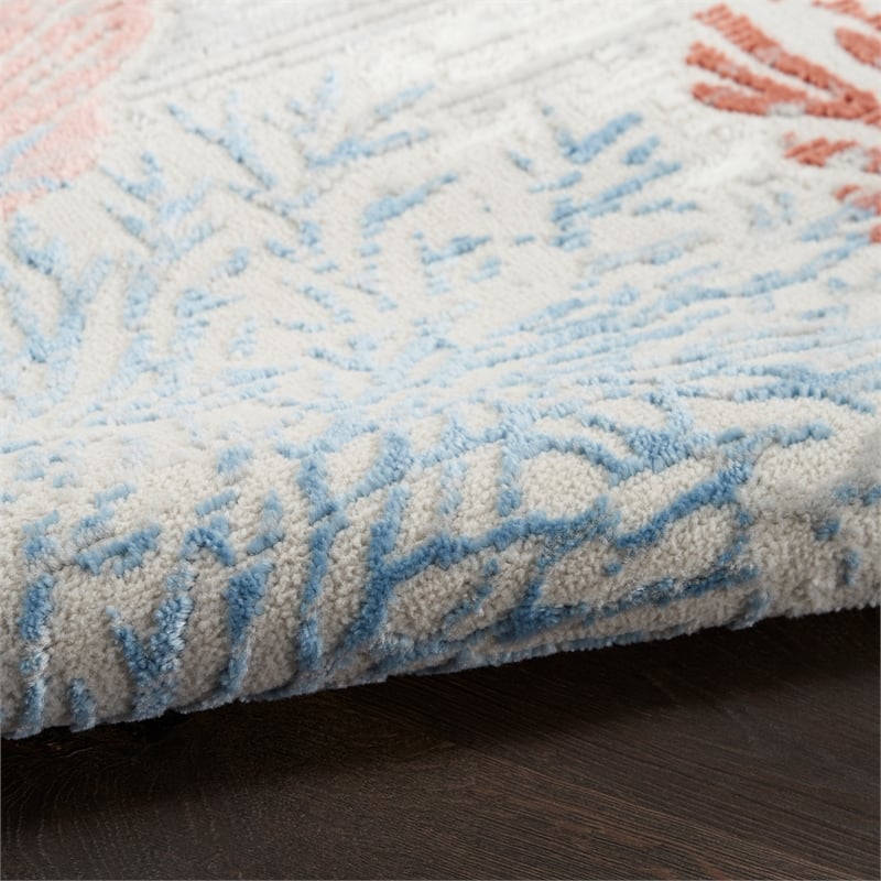 nourison home pompeii 5' x round fabric multicolor area rug