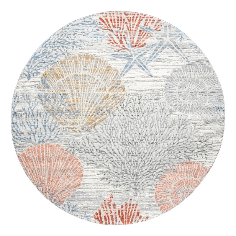 Nourison Home Pompeii 5' x Round Fabric Multicolor Area Rug