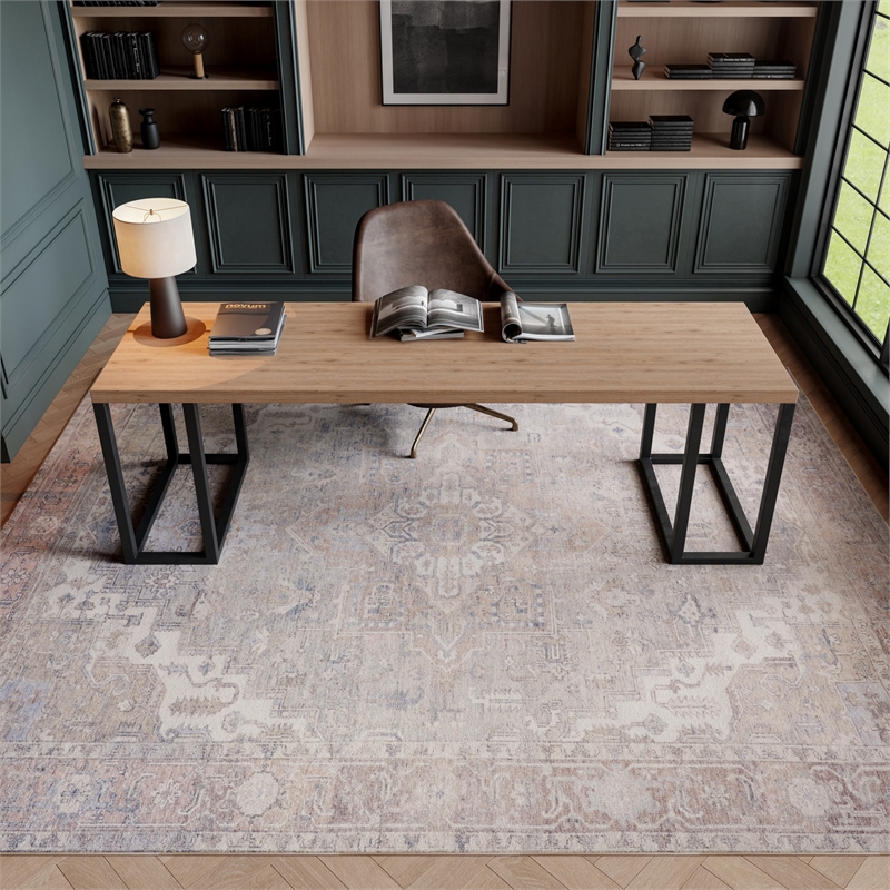 Nourison Home Vintage Washables 10' x 13' Polyester Light Blue Area Rug