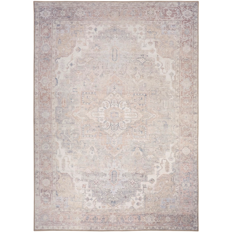 Nourison Home Vintage Washables 4' x 6' Polyester Light Blue Area Rug