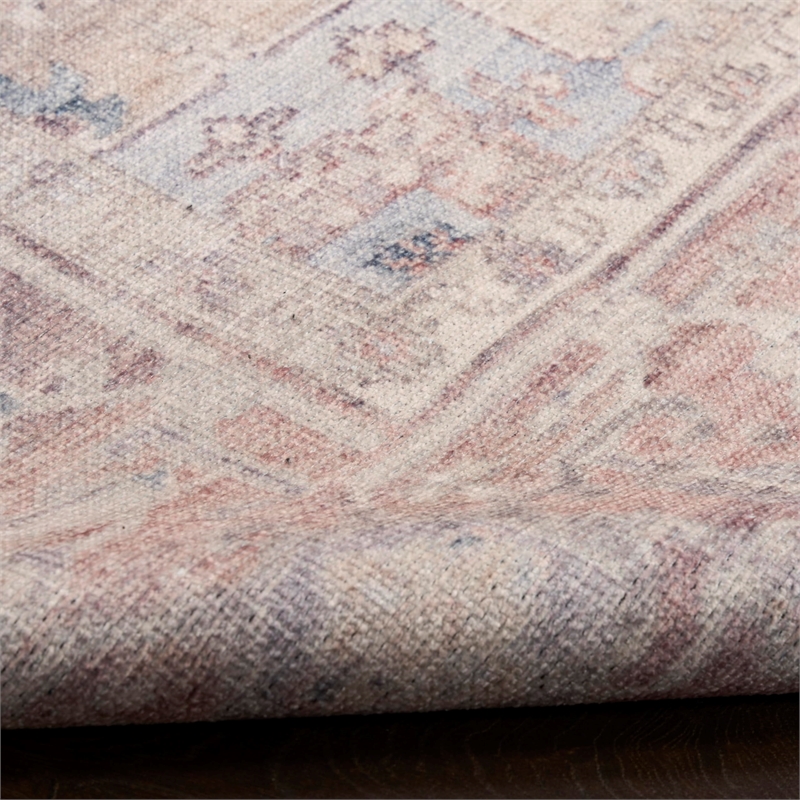 Nourison Home Vintage Washables 4' x 6' Polyester Light Blue Area Rug
